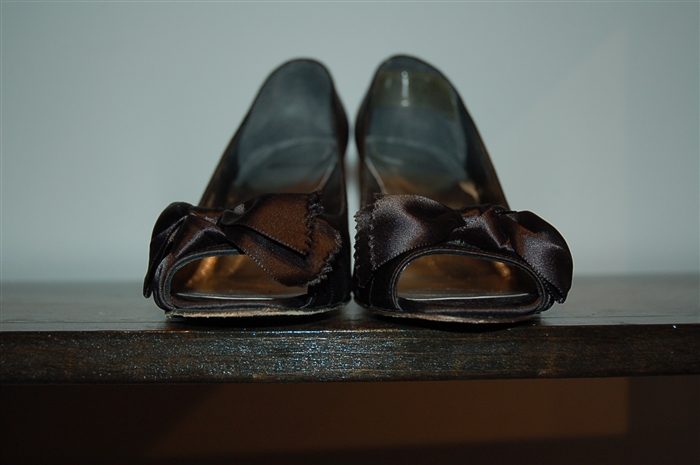 Black Satin Stuart Weitzman Peep-Toe, size 8.5