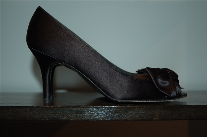 Black Satin Stuart Weitzman Peep-Toe, size 8.5