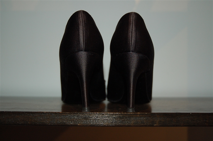 Black Satin Stuart Weitzman Peep-Toe, size 8.5