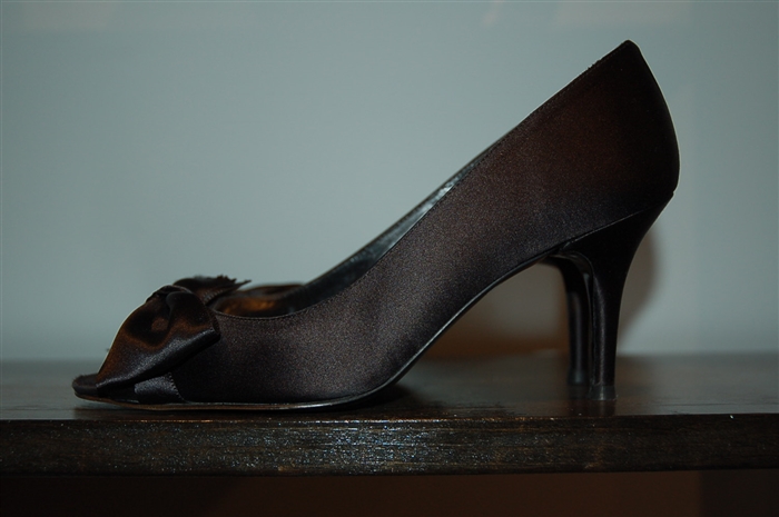 Black Satin Stuart Weitzman Peep-Toe, size 8.5