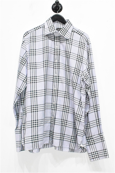Purple Check Tom Ford Button Shirt, size 2XL