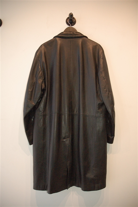 Basic Black Dolce & Gabbana Leather Coat, size XL