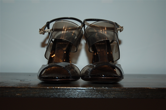 Black Patent Fendi Open-Toe Heels, size 8