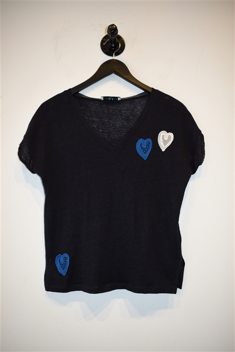 Navy Sandro Short-Sleeved Top, size S