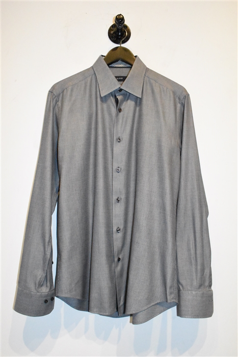 Gray Check Pal Zileri Button Shirt, size L