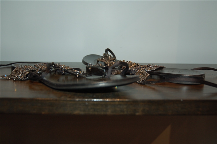 Black Leather Giuseppe Zanotti Sandal, size 7