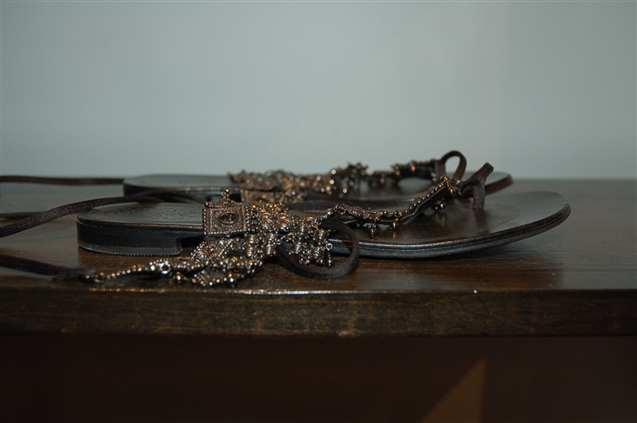 Black Leather Giuseppe Zanotti Sandal, size 7