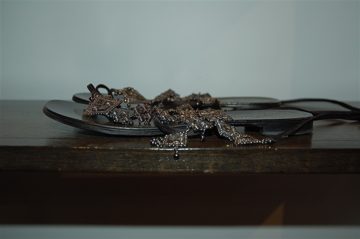 Black Leather Giuseppe Zanotti Sandal, size 7