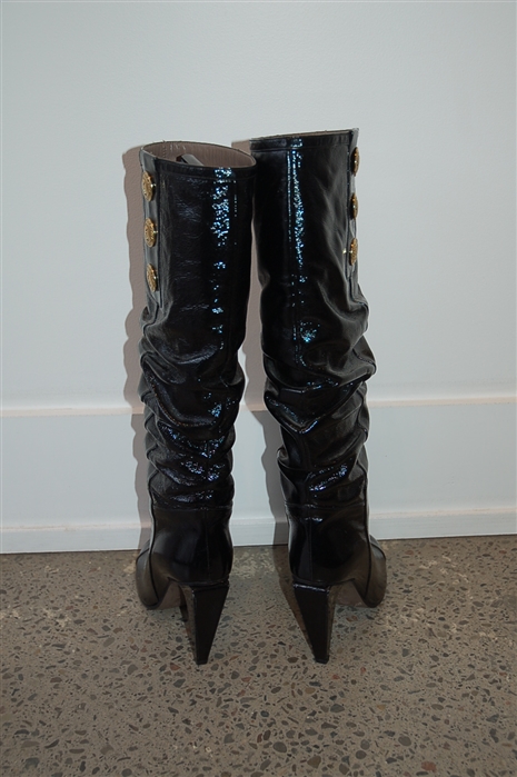 Black Patent Versace Collection Boots, size 8