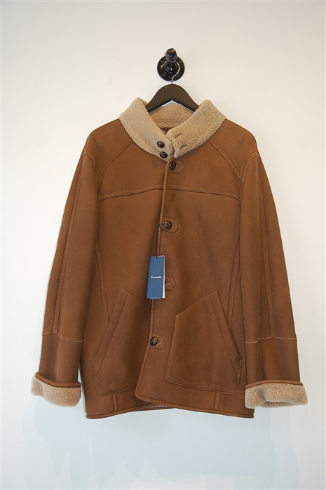 Walnut Faconnable Shearling Coat, size M