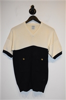 Navy & Cream Chanel - Vintage Short-Sleeved Top, size M