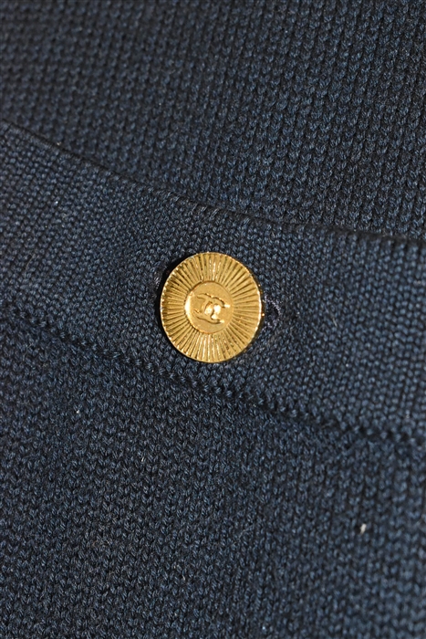 Navy & Cream Chanel - Vintage Short-Sleeved Top, size M