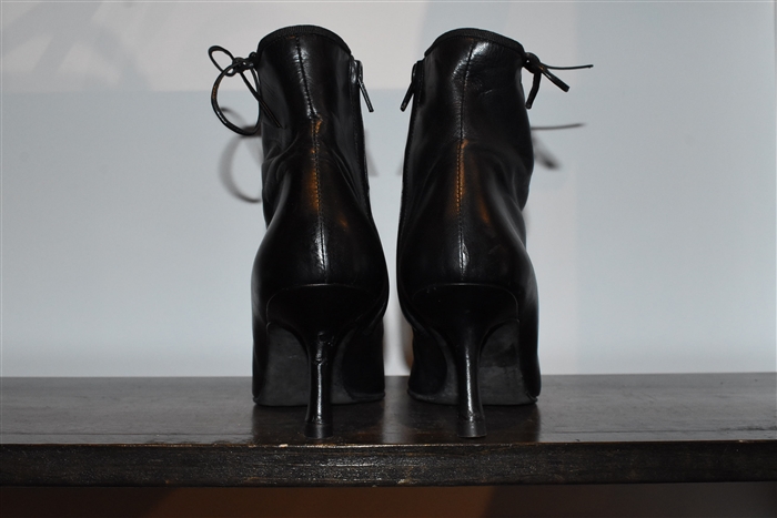 Black Leather Chanel Ankle Boots, size 7