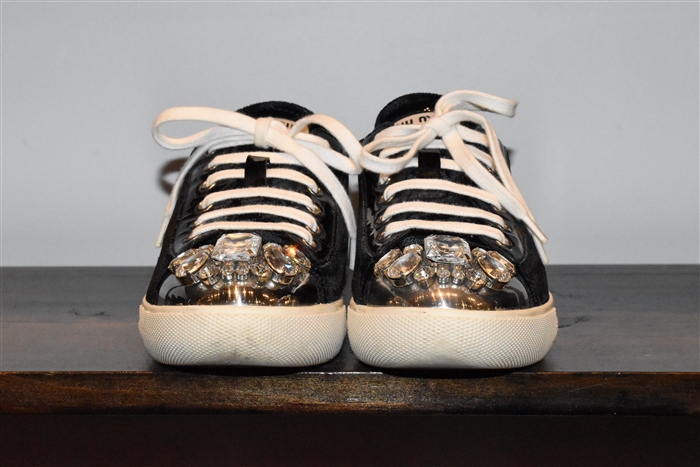 Black Velvet Miu Miu Sneaker, size 8.5
