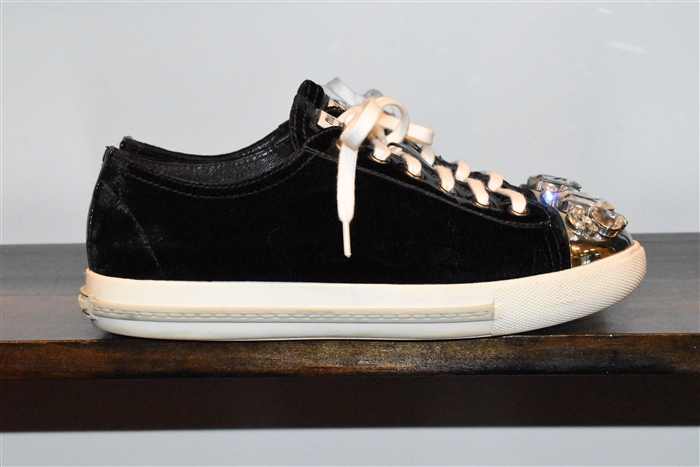Black Velvet Miu Miu Sneaker, size 8.5