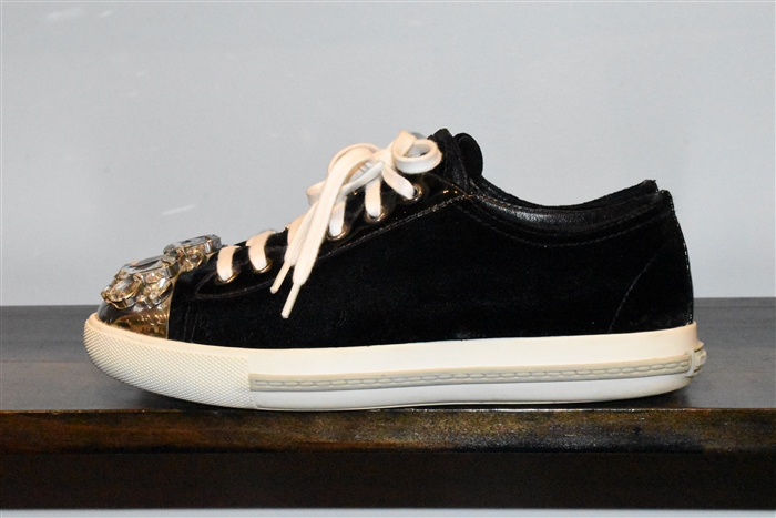 Black Velvet Miu Miu Sneaker, size 8.5