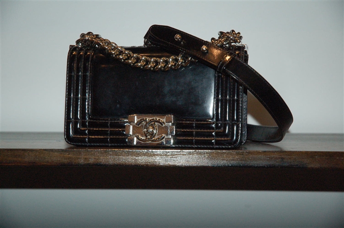 Black Leather Chanel Cross-Body, size S