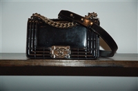 Black Leather Chanel Cross-Body, size S