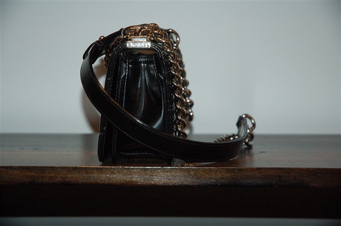 Black Leather Chanel Cross-Body, size S