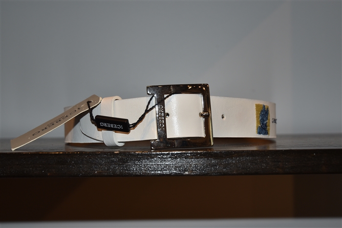 White Leather Iceberg Belt, size XS