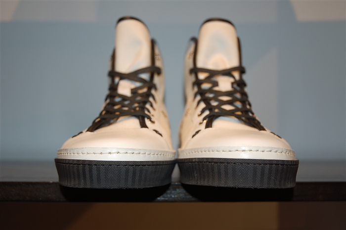 Soft White Gucci High-Top Sneakers, size 10.5