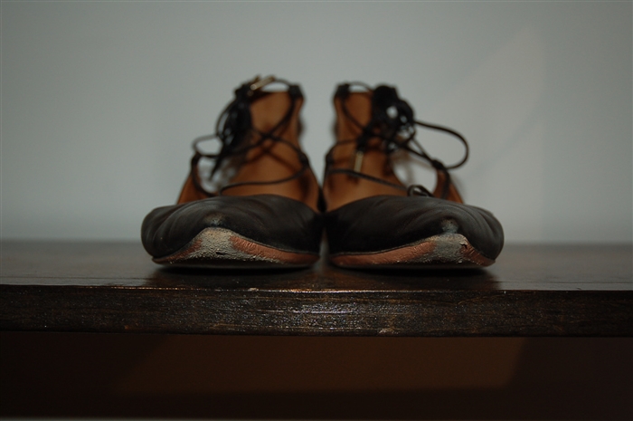 Black Leather Aquazzura Flats, size 8