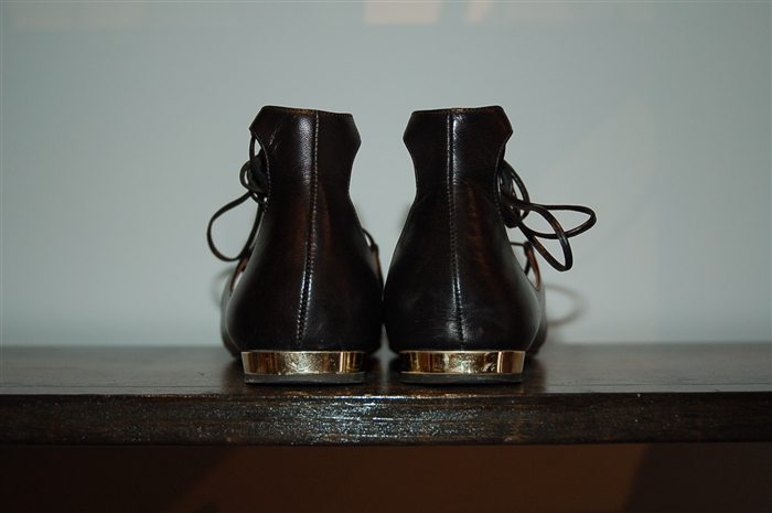 Black Leather Aquazzura Flats, size 8