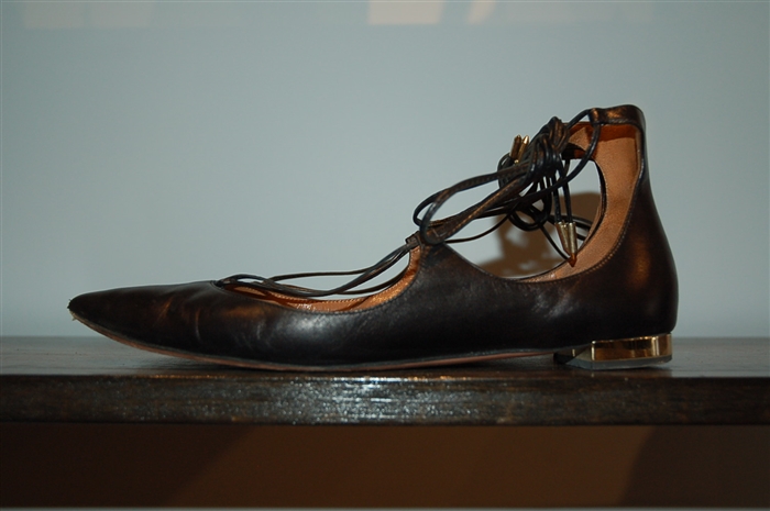 Black Leather Aquazzura Flats, size 8