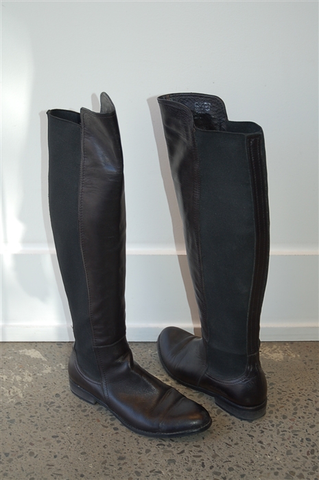 Black Leather Migliorini Boots, size 8