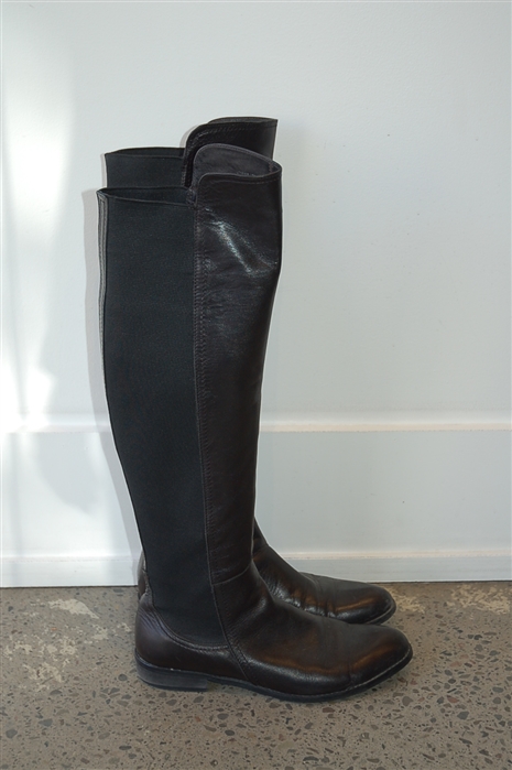 Black Leather Migliorini Boots, size 8