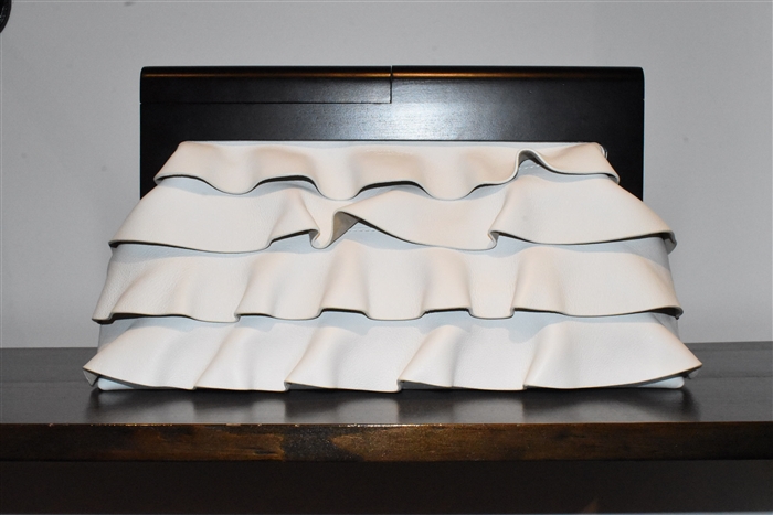 White Leather Michael Kors Collection Clutch, size L