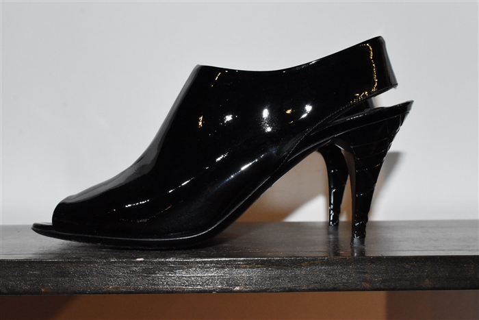 Black Patent Burberry Peep-Toe, size 10