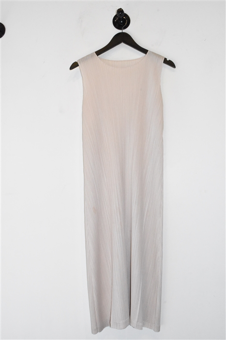 Light Taupe Issey Miyake - Pleats Please Trapeze Dress, size L