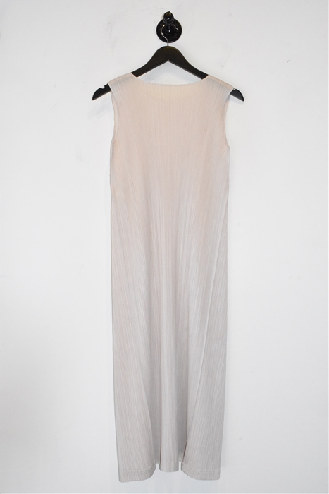 Light Taupe Issey Miyake - Pleats Please Trapeze Dress, size L