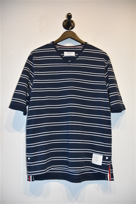Navy Stripe Thom Browne T-Shirt, size L