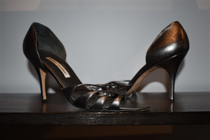 Dark Silver Manolo Blahnik Sandals, size 10.5