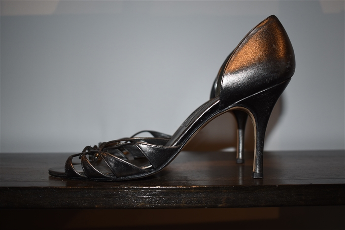 Dark Silver Manolo Blahnik Sandals, size 10.5