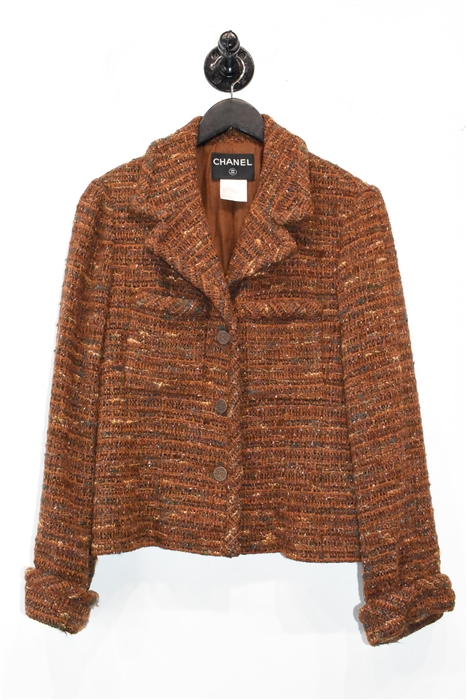 Brown Tweed Chanel Skirt Suit, size 8