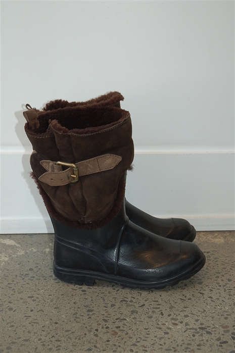 Black & Brown D&G - Dolce & Gabbana Rubber Boots, size 9