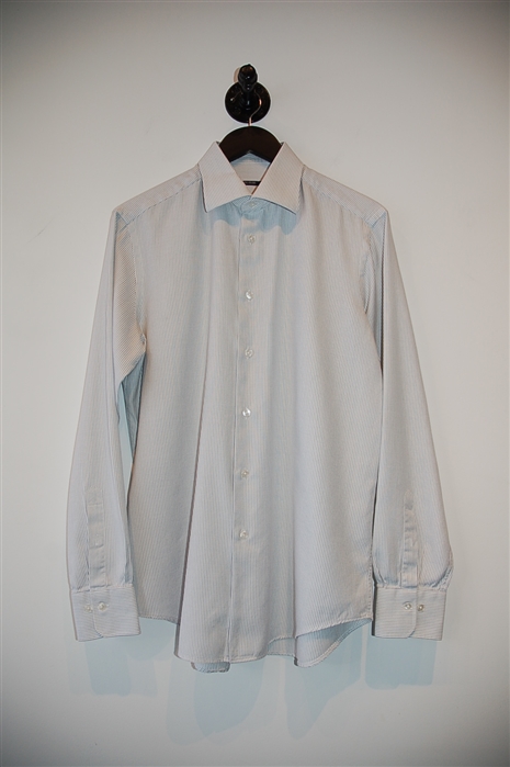White & Gray Pal Zileri Button Shirt, size M