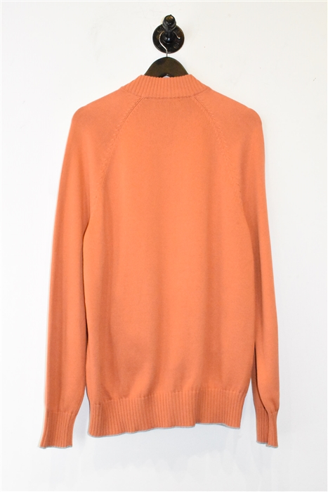 Orange Brunello Cucinelli Zippered Sweater, size XL
