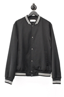 Black Satin Vince Varsity Jacket, size L