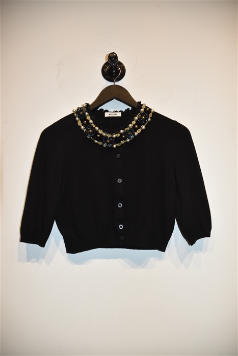 Black Moschino Cropped Cardigan, size 6