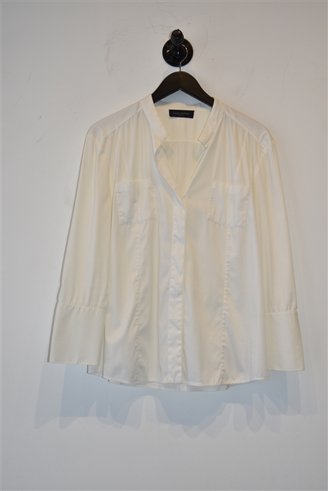 Crisp White Piazza Sempione Button Shirt, size L