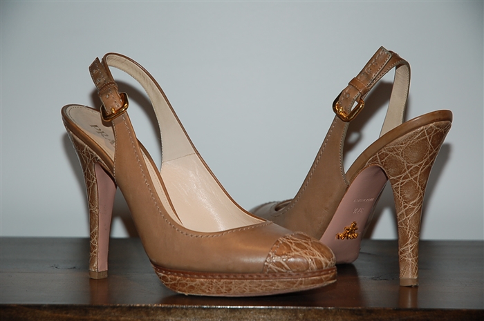Taupe Prada Sling-Back, size 7.5