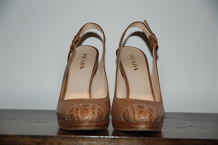 Taupe Prada Sling-Back, size 7.5