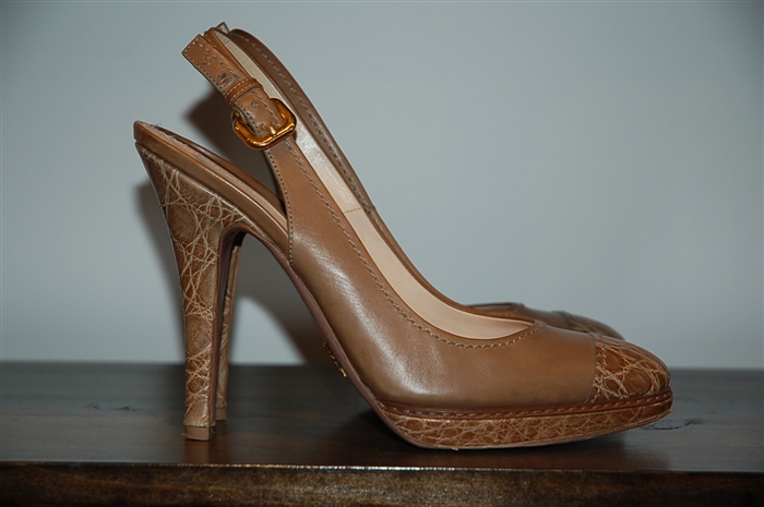 Taupe Prada Sling-Back, size 7.5