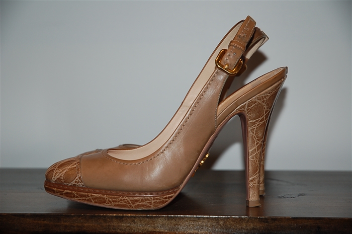 Taupe Prada Sling-Back, size 7.5