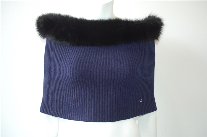 Navy & Black Dior Cowl Scarf, size O/S