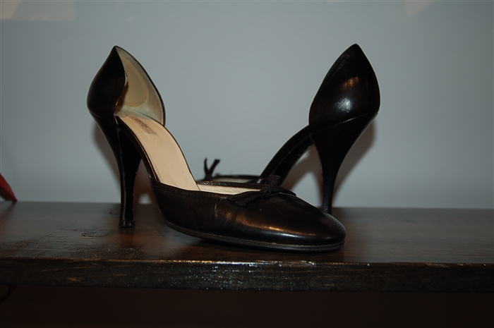 Black Leather Prada Heels, size 9